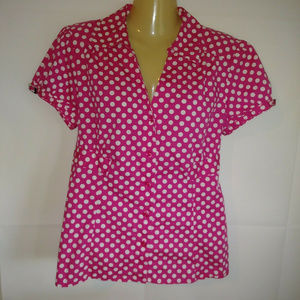 Alfani Blouse Pink White Polka Dot Size 10